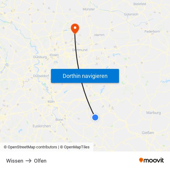 Wissen to Olfen map