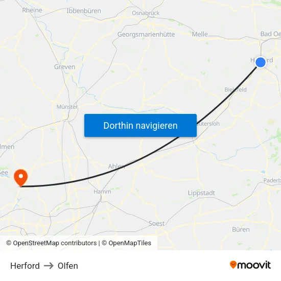 Herford to Olfen map