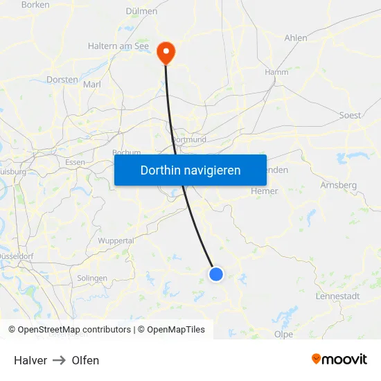 Halver to Olfen map