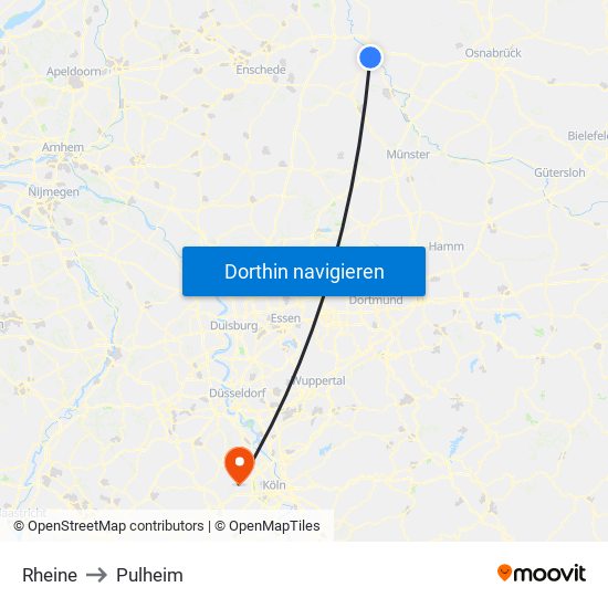 Rheine to Pulheim map