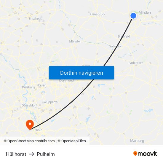 Hüllhorst to Pulheim map
