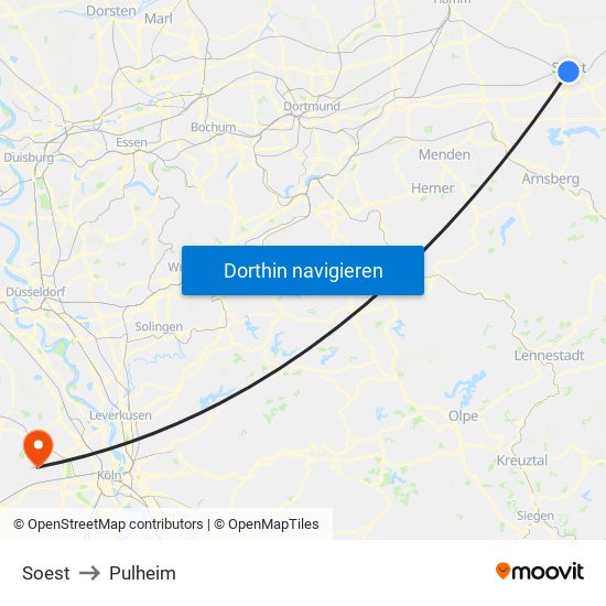 Soest to Pulheim map