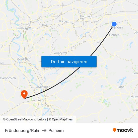 Fröndenberg/Ruhr to Pulheim map