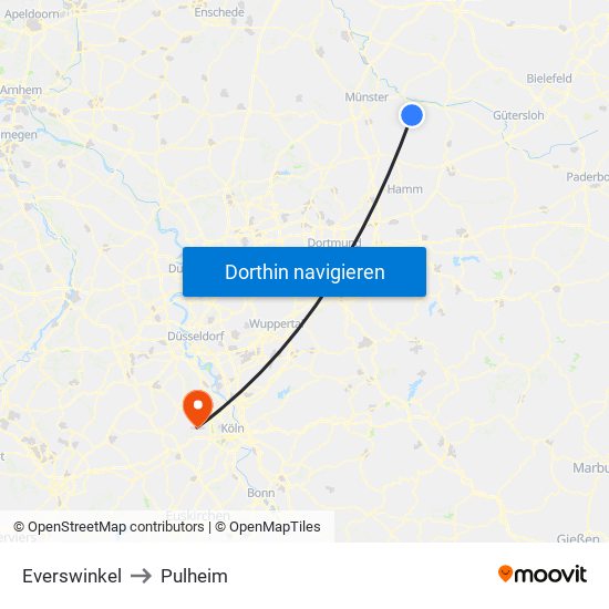 Everswinkel to Pulheim map