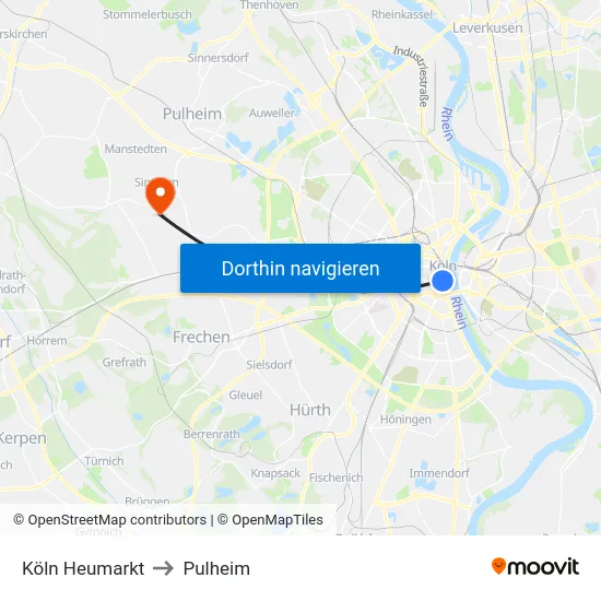 Köln Heumarkt to Pulheim map