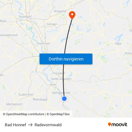 Bad Honnef to Radevormwald map