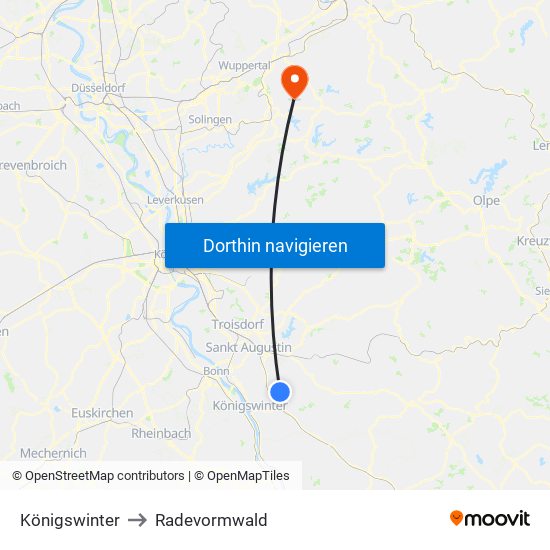 Königswinter to Radevormwald map