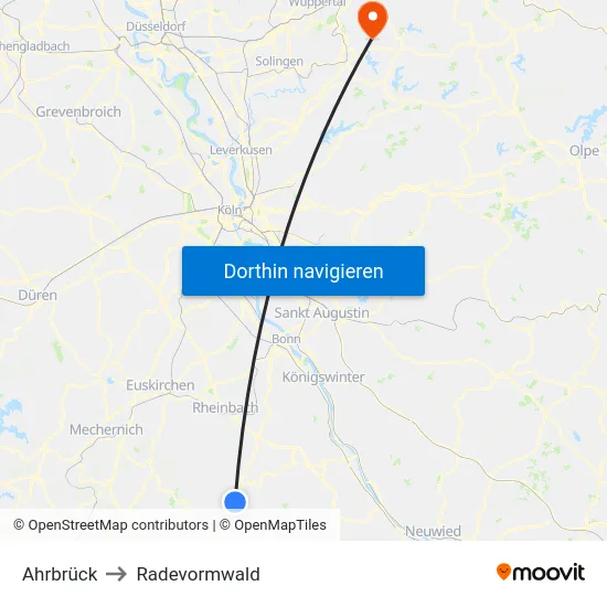 Ahrbrück to Radevormwald map