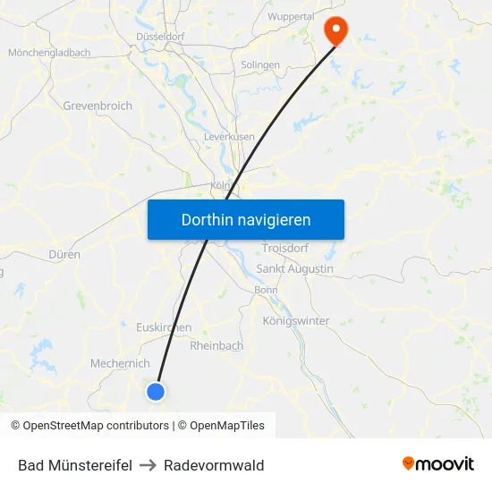 Bad Münstereifel to Radevormwald map