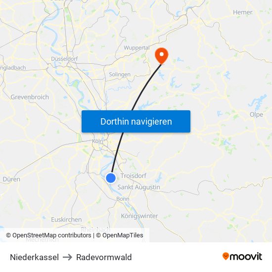 Niederkassel to Radevormwald map