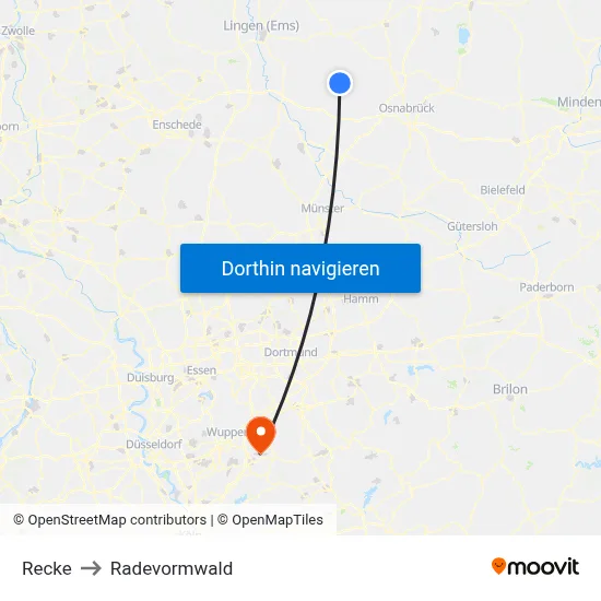 Recke to Radevormwald map