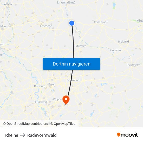 Rheine to Radevormwald map