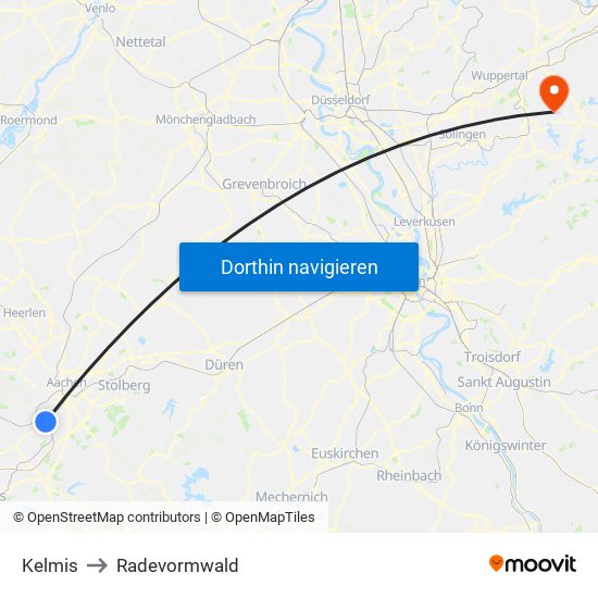 Kelmis to Radevormwald map