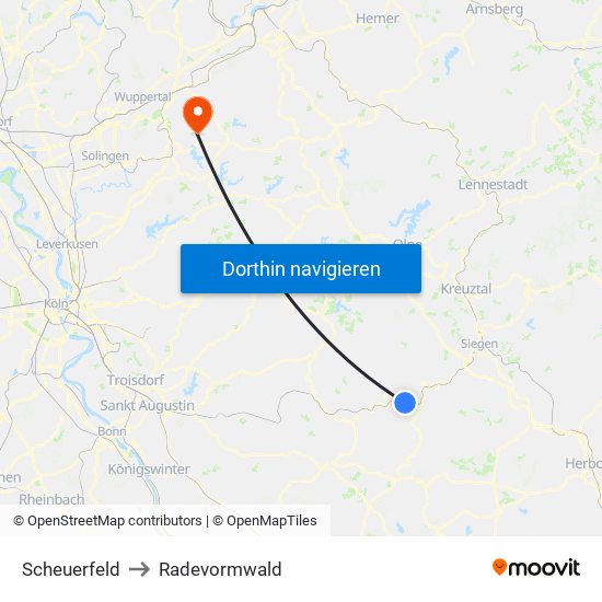 Scheuerfeld to Radevormwald map