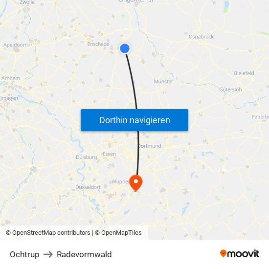 Ochtrup to Radevormwald map