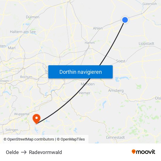 Oelde to Radevormwald map