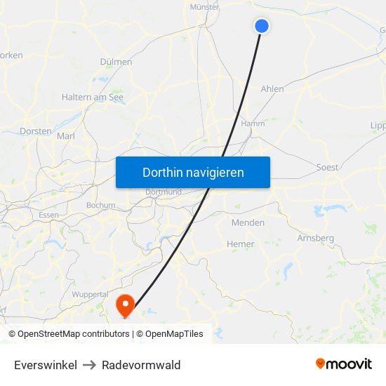 Everswinkel to Radevormwald map