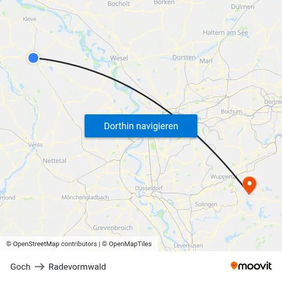Goch to Radevormwald map
