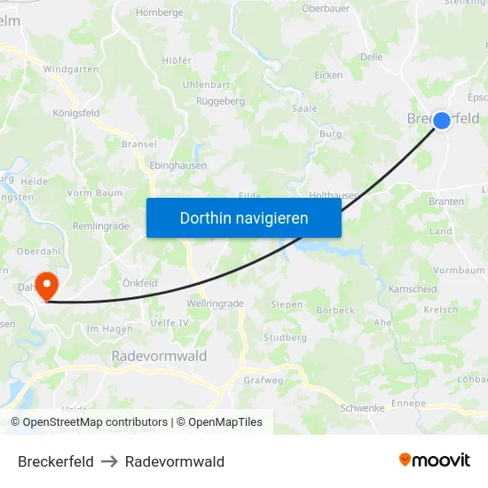 Breckerfeld to Radevormwald map