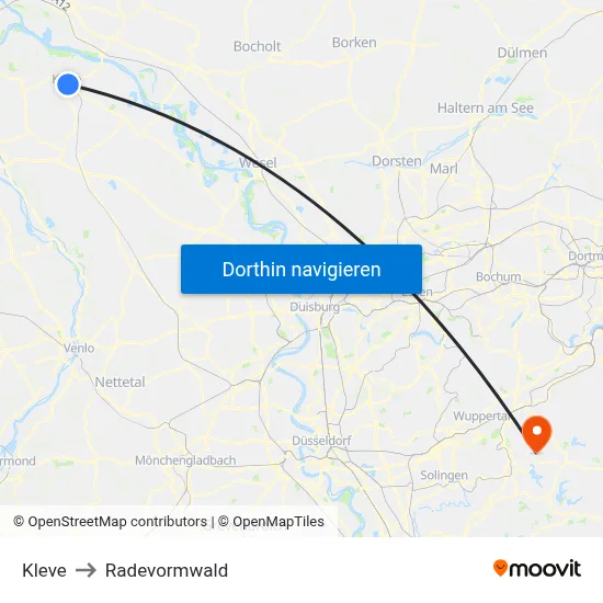 Kleve to Radevormwald map