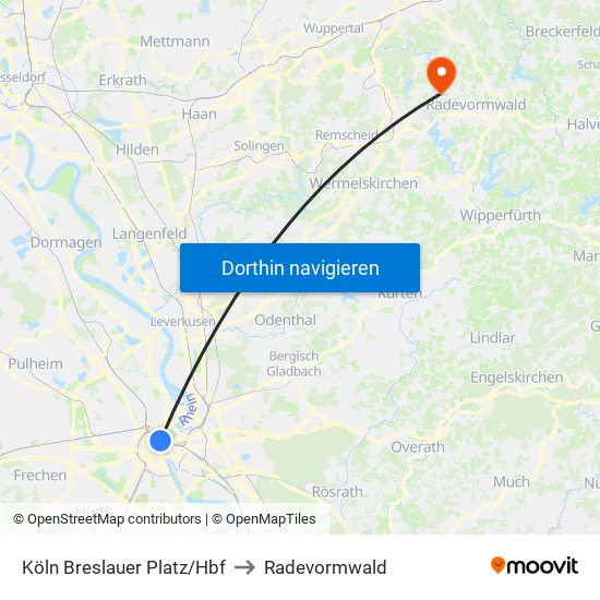 Köln Breslauer Platz/Hbf to Radevormwald map