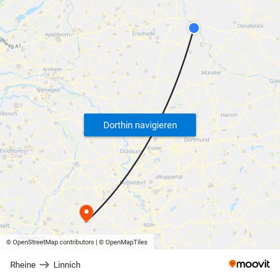 Rheine to Linnich map