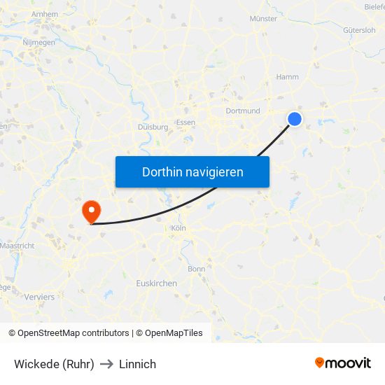 Wickede (Ruhr) to Linnich map