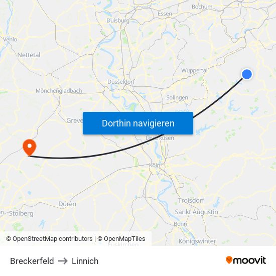 Breckerfeld to Linnich map