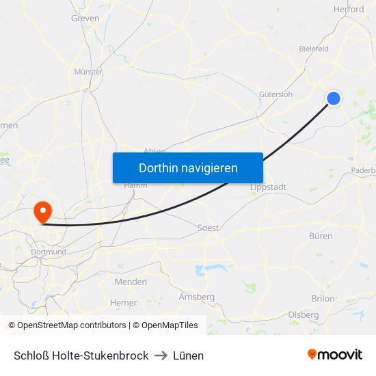 Schloß Holte-Stukenbrock to Lünen map