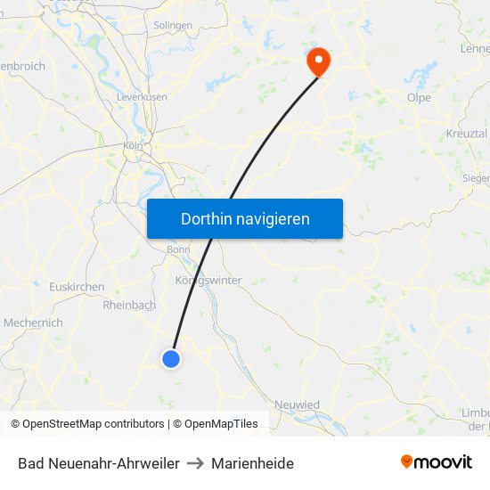 Bad Neuenahr-Ahrweiler to Marienheide map