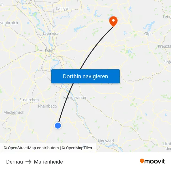 Dernau to Marienheide map