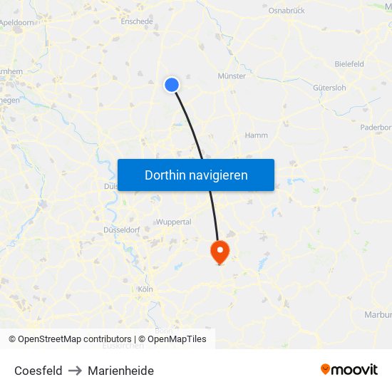 Coesfeld to Marienheide map