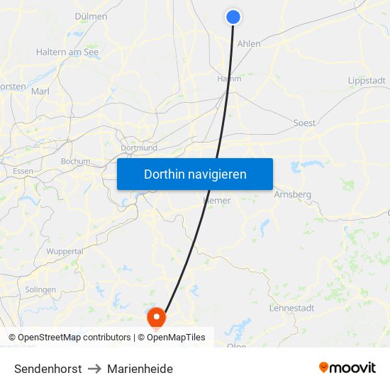 Sendenhorst to Marienheide map