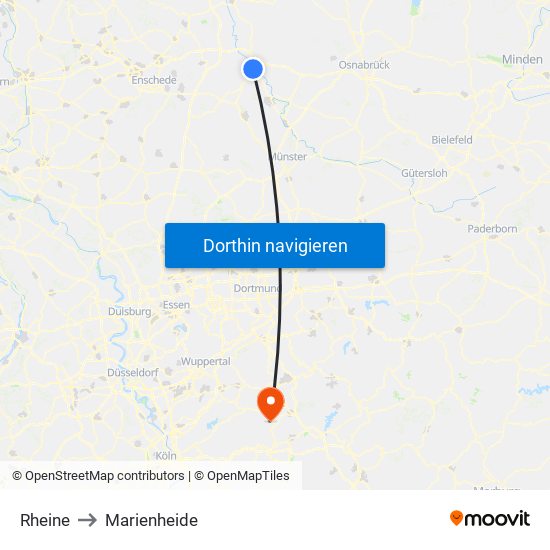 Rheine to Marienheide map