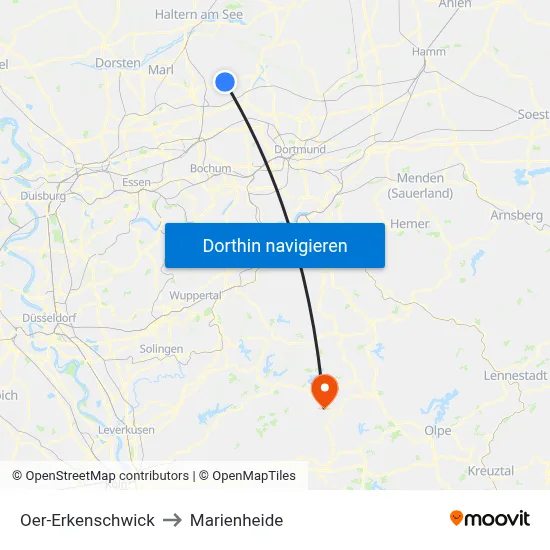Oer-Erkenschwick to Marienheide map