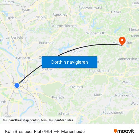 Köln Breslauer Platz/Hbf to Marienheide map