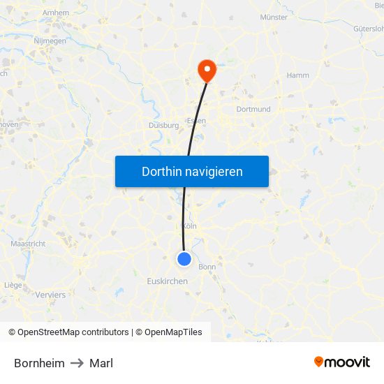 Bornheim to Marl map