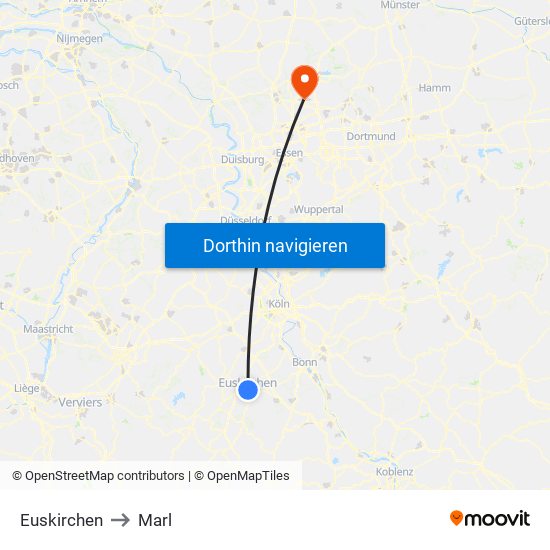 Euskirchen to Marl map