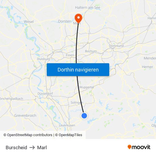 Burscheid to Marl map