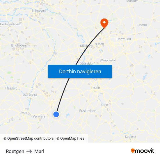 Roetgen to Marl map