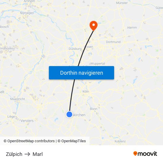 Zülpich to Marl map