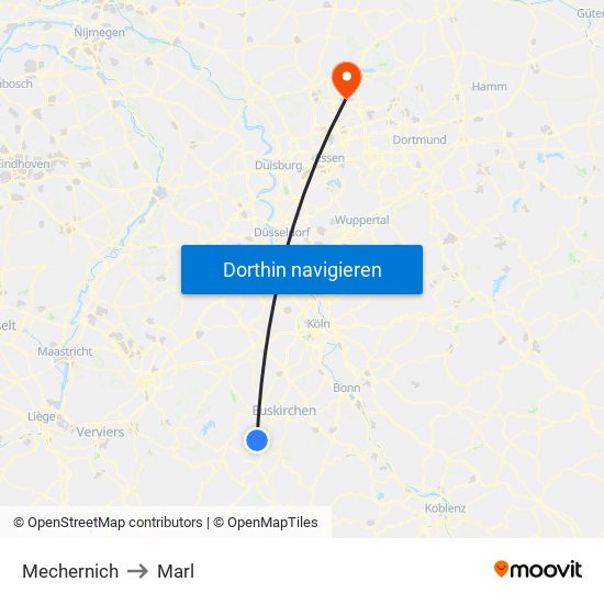 Mechernich to Marl map