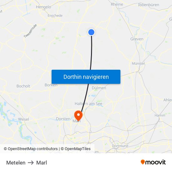 Metelen to Marl map