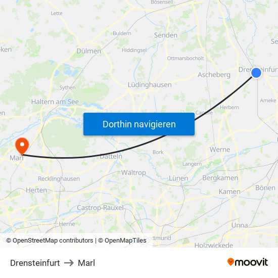 Drensteinfurt to Marl map