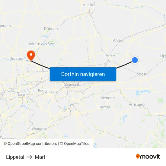 Lippetal to Marl map