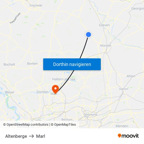 Altenberge to Marl map