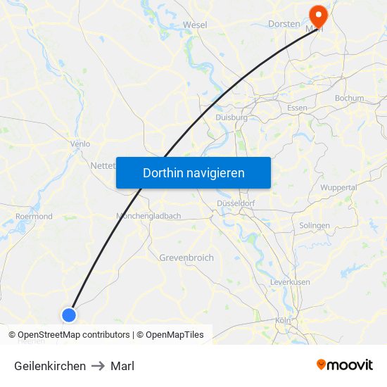 Geilenkirchen to Marl map