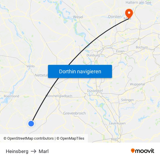 Heinsberg to Marl map