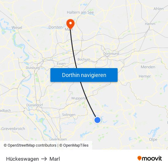 Hückeswagen to Marl map