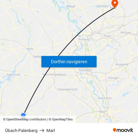 Übach-Palenberg to Marl map